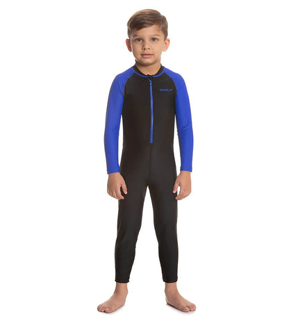 Boys Endurance 10 All In One Suit - Black & Beautiful Blue