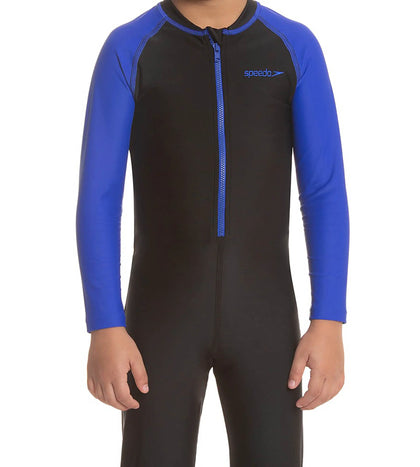 Boys Endurance 10 All In One Suit - Black & Beautiful Blue