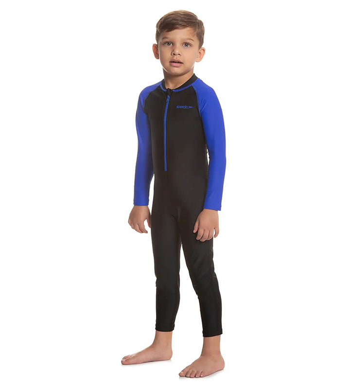 Boys Endurance 10 All In One Suit - Black & Beautiful Blue