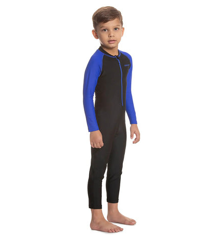 Boys Endurance 10 All In One Suit - Black & Beautiful Blue