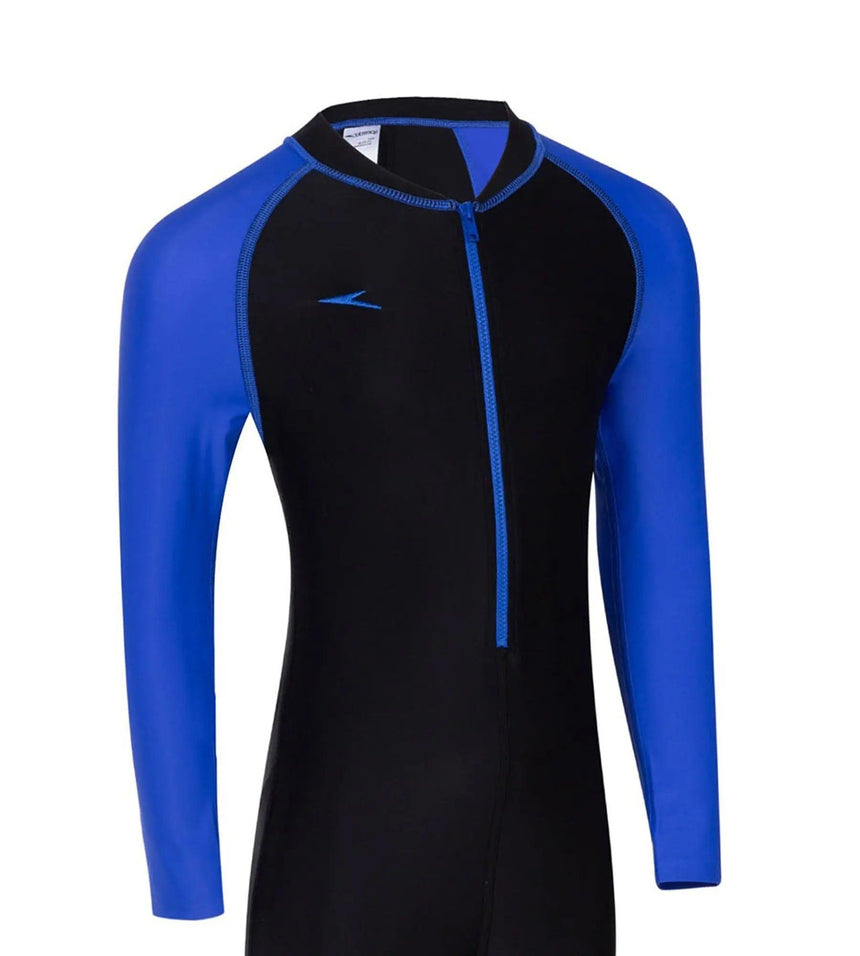 Tots Endurance 10 Color Block All In One Suit Swimwear - Black & Amparo Blue