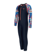 Tots Unisex Endurance10 Printed Colorblock All In One Suit For Boys and Girls - True Navy, Peacoat  & Tropical Coral
