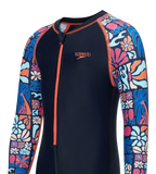 Tots Unisex Endurance10 Printed Colorblock All In One Suit For Boys and Girls - True Navy, Peacoat  & Tropical Coral