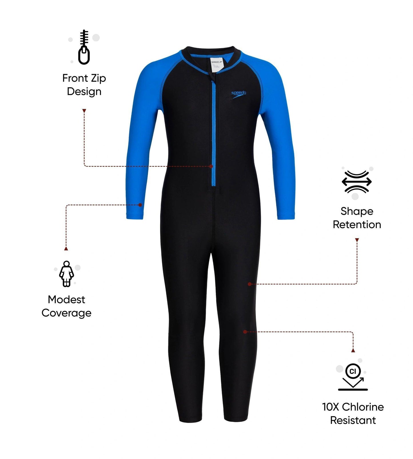 Boy's Endurance 10 All In One Suit - Black & Bondi Blue