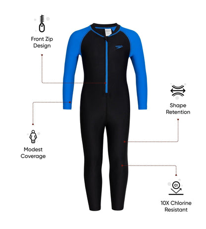 Boy's Endurance 10 All In One Suit - Black & Bondi Blue