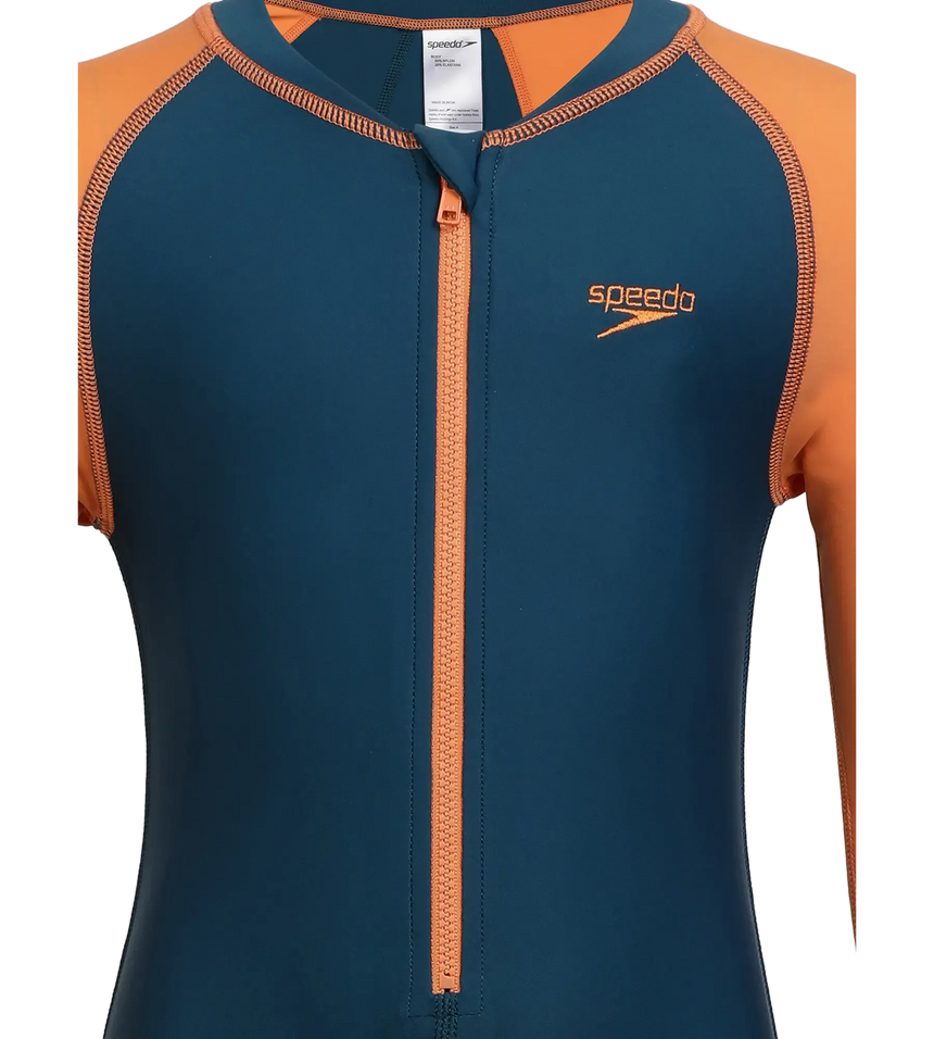 Boy's Recycled Endurance 10 All In One Suit - Dark Teal & Sweet Apricot