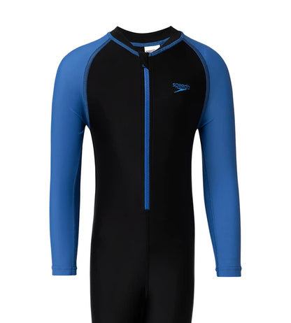 Boy's Endurance10 Color Block All In One Suit - Black & Turkish Sea