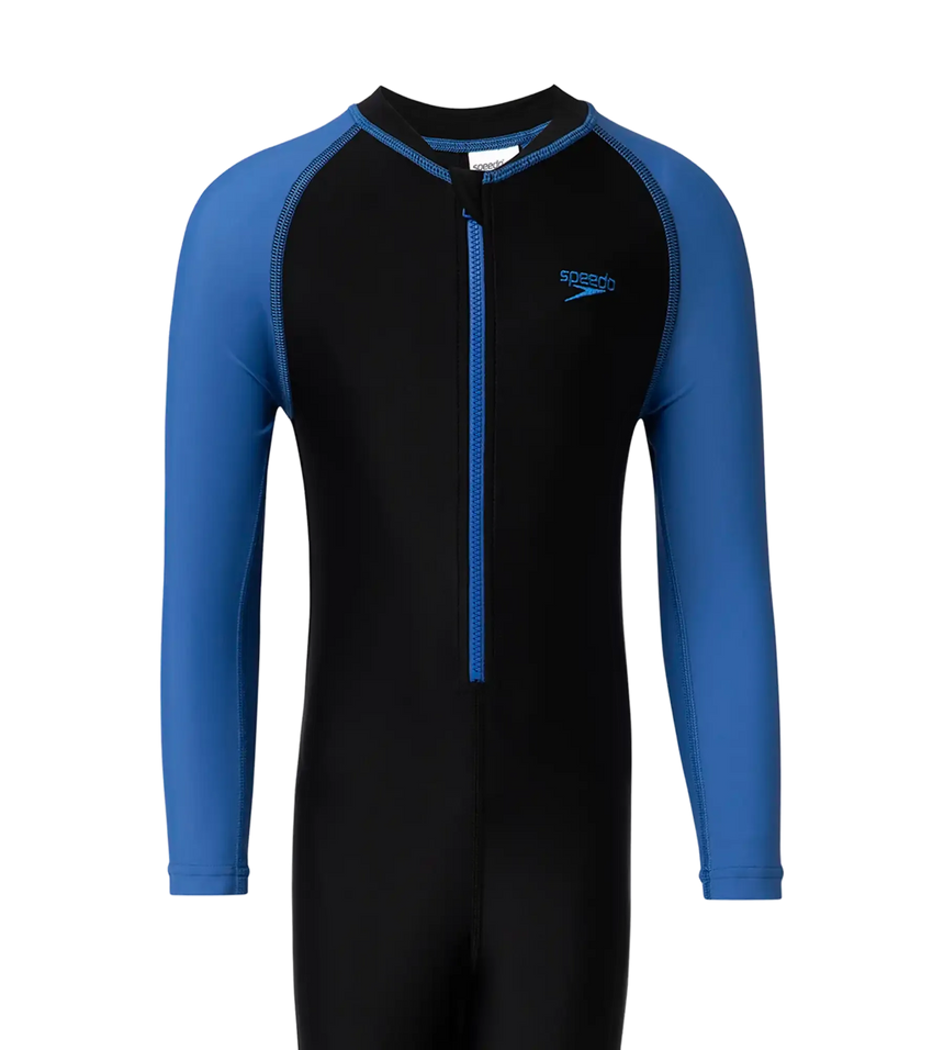 Boy's Endurance10 Color Block All In One Suit - Black & Turkish Sea