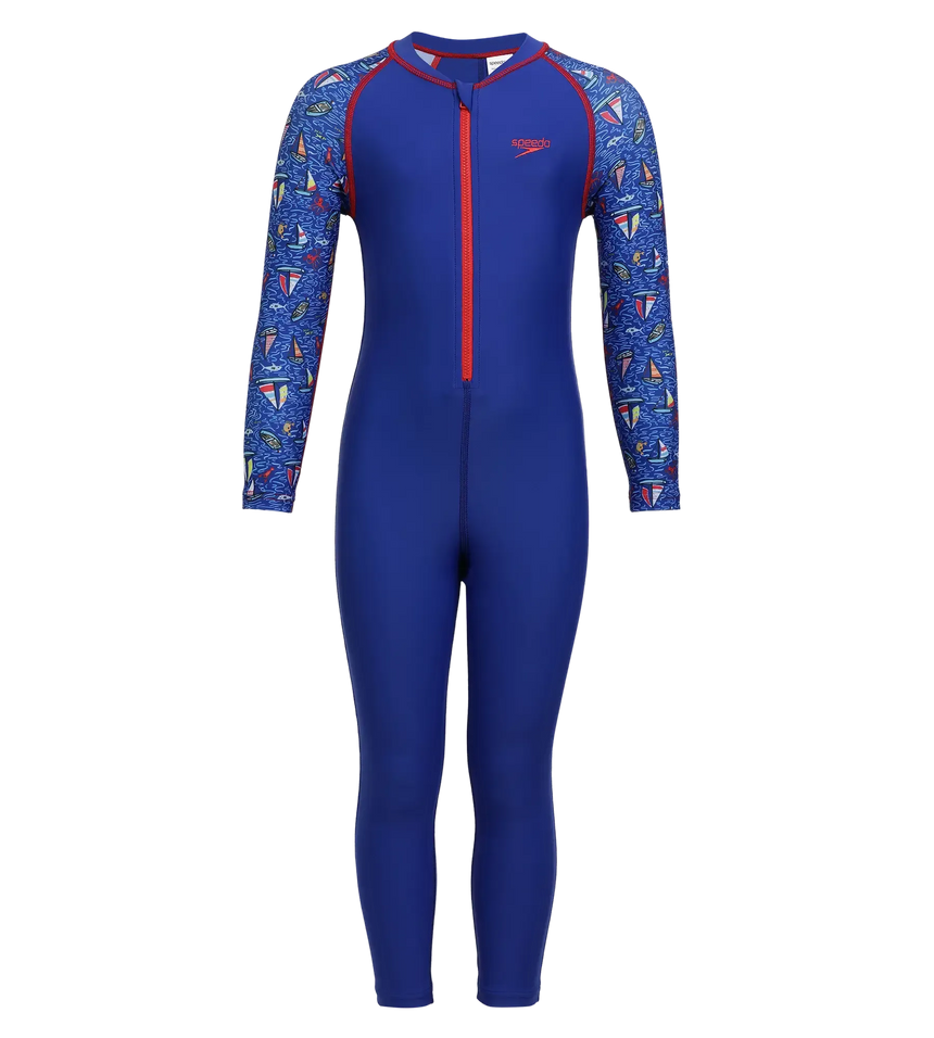 Boy's Recycled Endurance 10 Printed All In One Suit - True Cobalt & Picton Blue