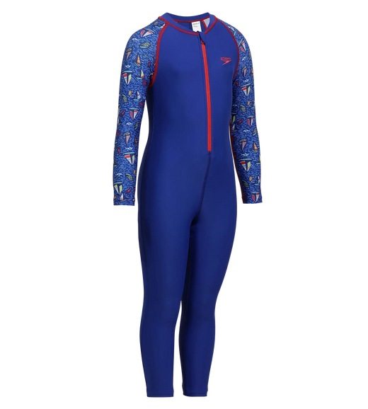 Boy's Recycled Endurance 10 Printed All In One Suit - True Cobalt & Picton Blue