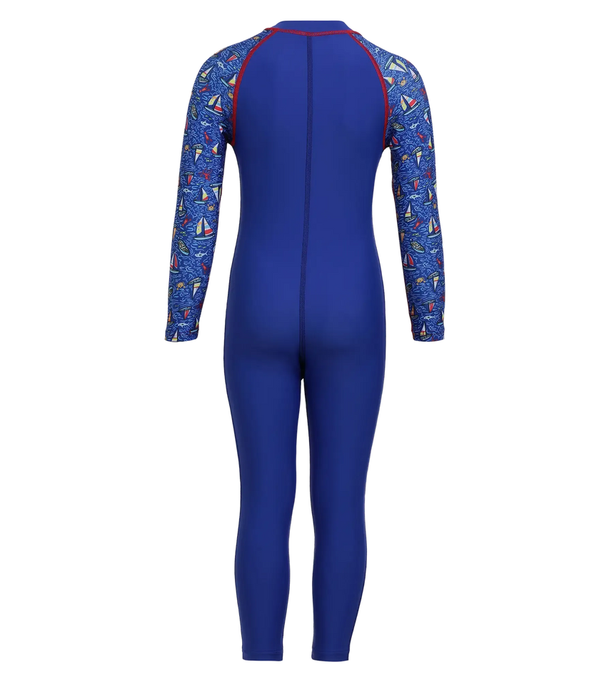 Boy's Recycled Endurance 10 Printed All In One Suit - True Cobalt & Picton Blue