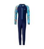 Tot's Endurance10 Sleeve Print All In One Suit For Boys and Girls - Harmony, Picton Blue & Bright White