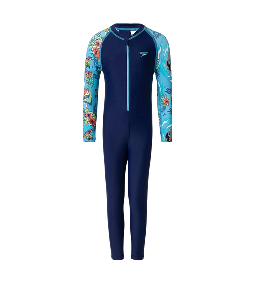 Tot's Endurance10 Sleeve Print All In One Suit For Boys and Girls - Harmony, Picton Blue & Bright White