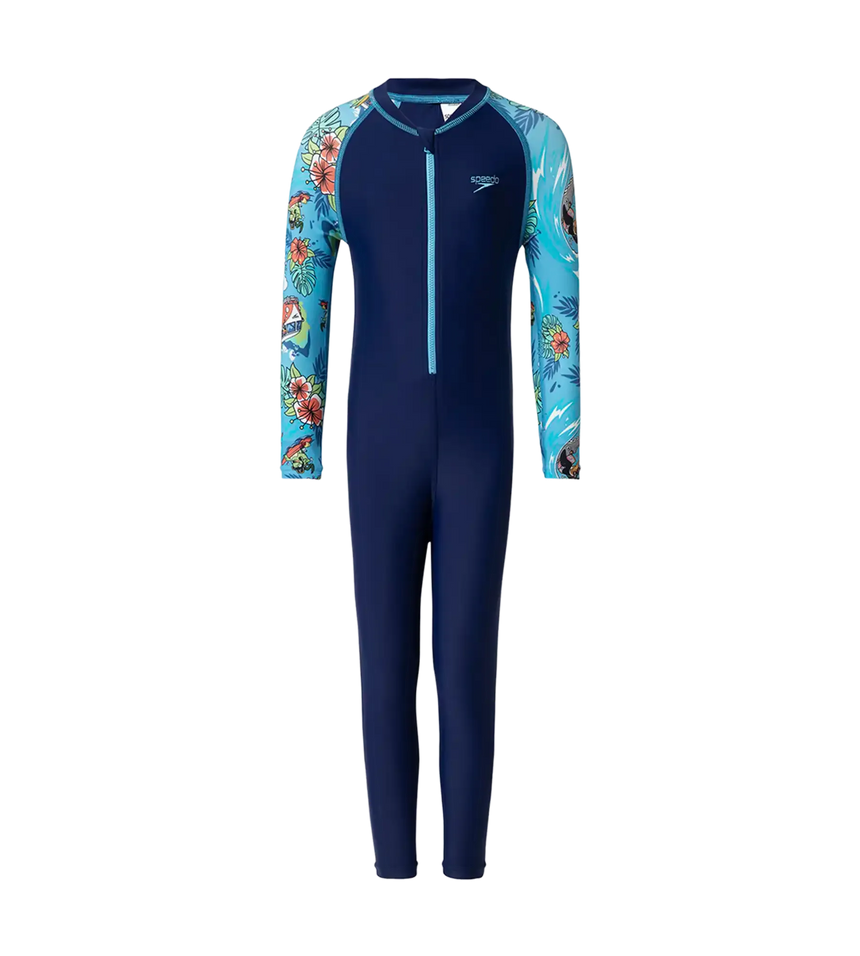 Tot's Endurance10 Sleeve Print All In One Suit For Boys and Girls - Harmony, Picton Blue & Bright White