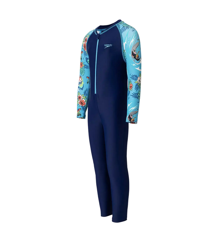 Tot's Endurance10 Sleeve Print All In One Suit For Boys and Girls - Harmony, Picton Blue & Bright White