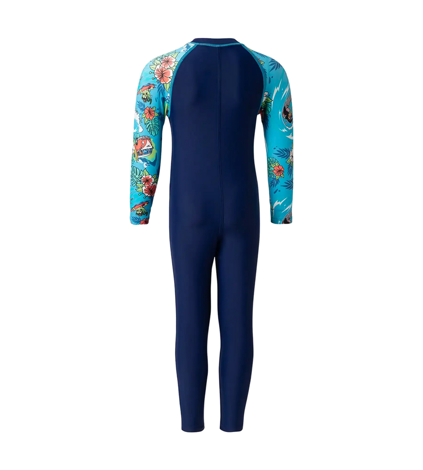 Tot's Endurance10 Sleeve Print All In One Suit For Boys and Girls - Harmony, Picton Blue & Bright White