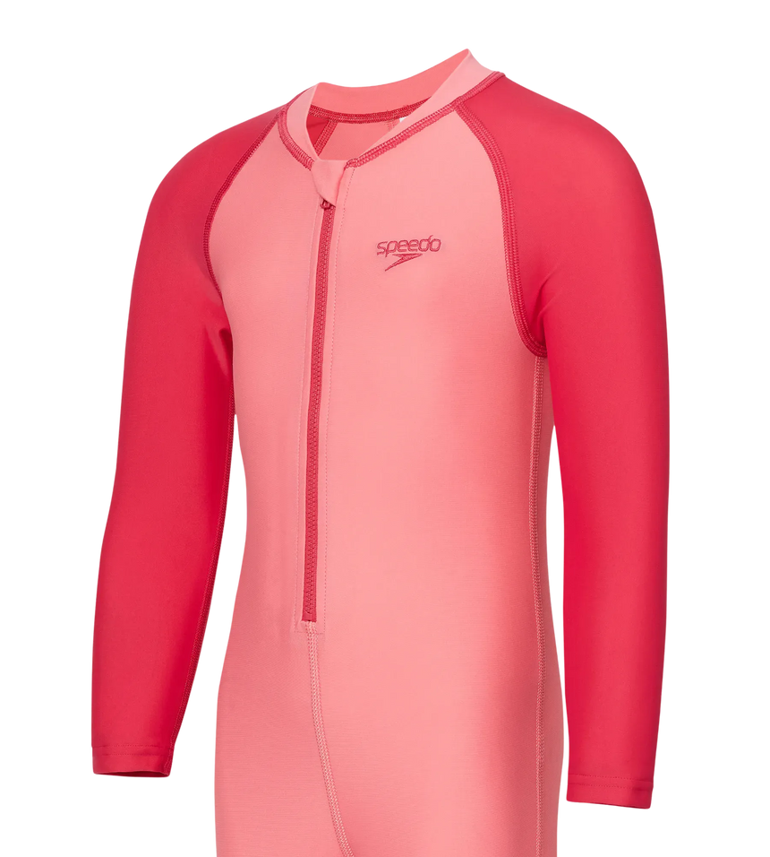 Tots Unisex Endurabrite Colorblock All In One Suit For Boys and Girls - Pink Lemonade & Ruby