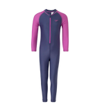 Girl's Endura Brite Color Block All In One Full Body Suit - Hapuna Blue & Neon Violet