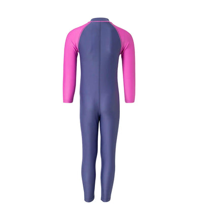 Girl's Endura Brite Color Block All In One Full Body Suit - Hapuna Blue & Neon Violet