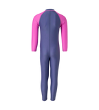 Girl's Endura Brite Color Block All In One Full Body Suit - Hapuna Blue & Neon Violet