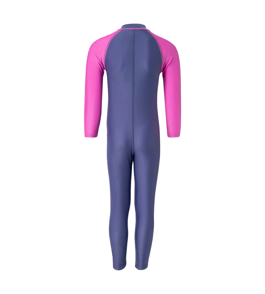 Girl's Endura Brite Color Block All In One Full Body Suit - Hapuna Blue & Neon Violet