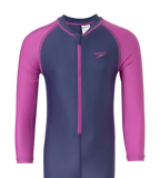 Girl's Endura Brite Color Block All In One Full Body Suit - Hapuna Blue & Neon Violet