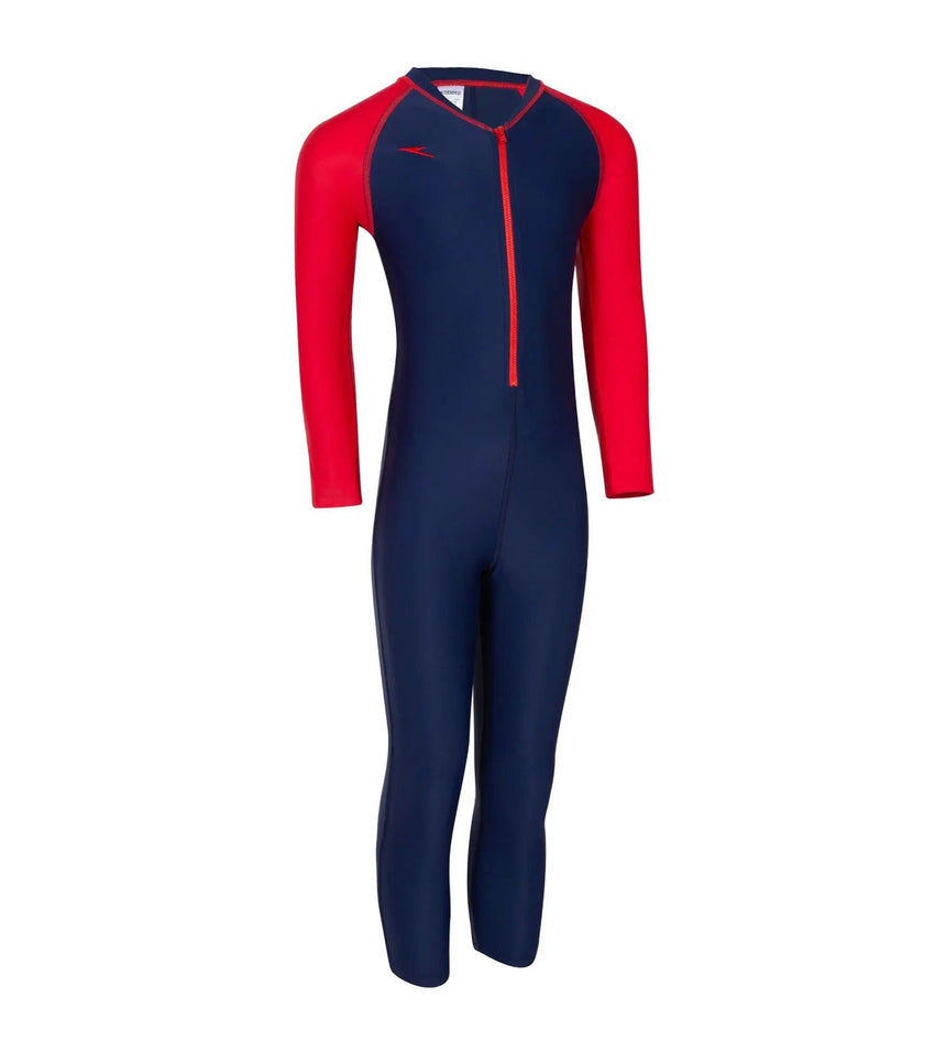 Tots Endurance 10 Color Block All In One Suit Swimwear - Navy & Fed Red
