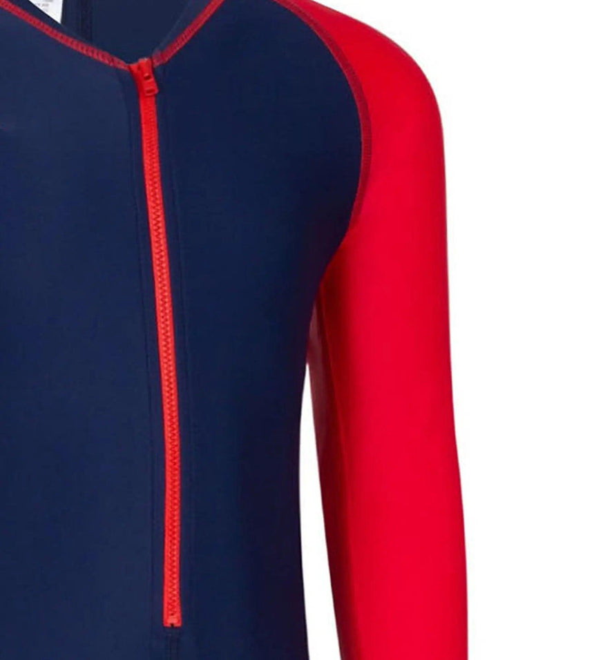 Tots Endurance 10 Color Block All In One Suit Swimwear - Navy & Fed Red