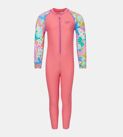 Tots Unisex Endurabrite Printed Colorblock All In One Suit For Boys and Girls - Pink Lemonade & Neon Violet