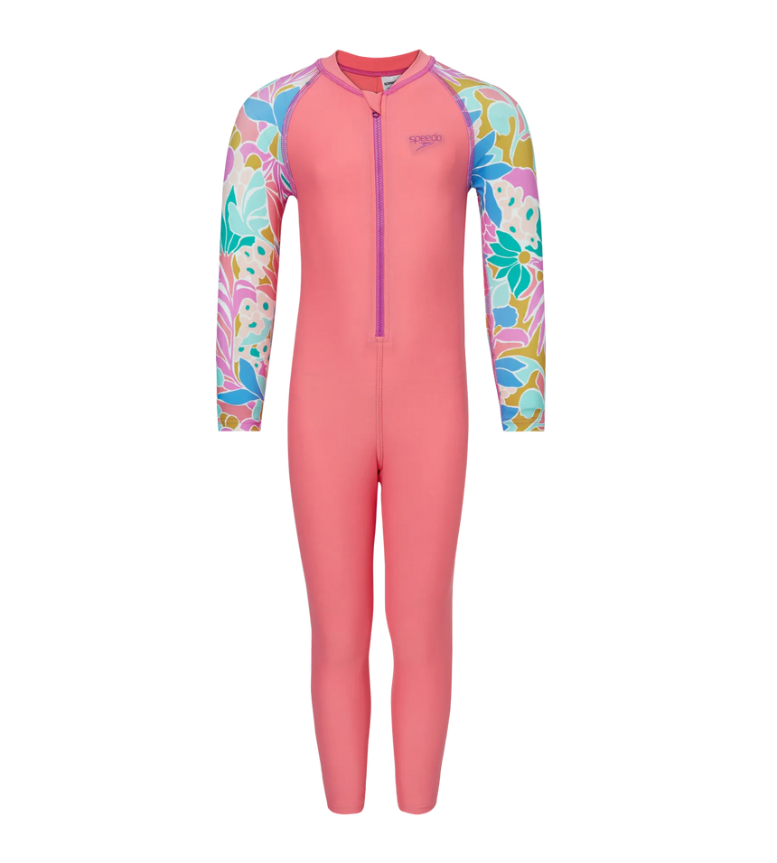 Tots Unisex Endurabrite Printed Colorblock All In One Suit For Boys and Girls - Pink Lemonade & Neon Violet