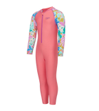 Tots Unisex Endurabrite Printed Colorblock All In One Suit For Boys and Girls - Pink Lemonade & Neon Violet
