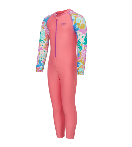 Tots Unisex Endurabrite Printed Colorblock All In One Suit For Boys and Girls - Pink Lemonade & Neon Violet