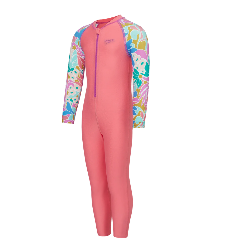 Tots Unisex Endurabrite Printed Colorblock All In One Suit For Boys and Girls - Pink Lemonade & Neon Violet