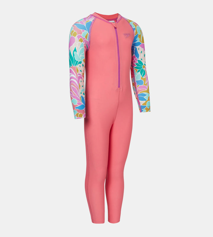 Tots Unisex Endurabrite Printed Colorblock All In One Suit For Boys and Girls - Pink Lemonade & Neon Violet