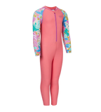 Tots Unisex Endurabrite Printed Colorblock All In One Suit For Boys and Girls - Pink Lemonade & Neon Violet