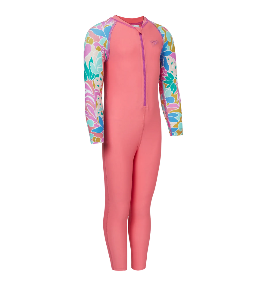 Tots Unisex Endurabrite Printed Colorblock All In One Suit For Boys and Girls - Pink Lemonade & Neon Violet