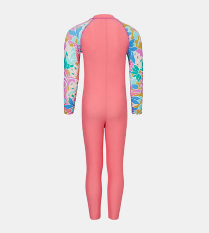 Tots Unisex Endurabrite Printed Colorblock All In One Suit For Boys and Girls - Pink Lemonade & Neon Violet