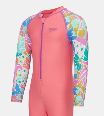 Tots Unisex Endurabrite Printed Colorblock All In One Suit For Boys and Girls - Pink Lemonade & Neon Violet