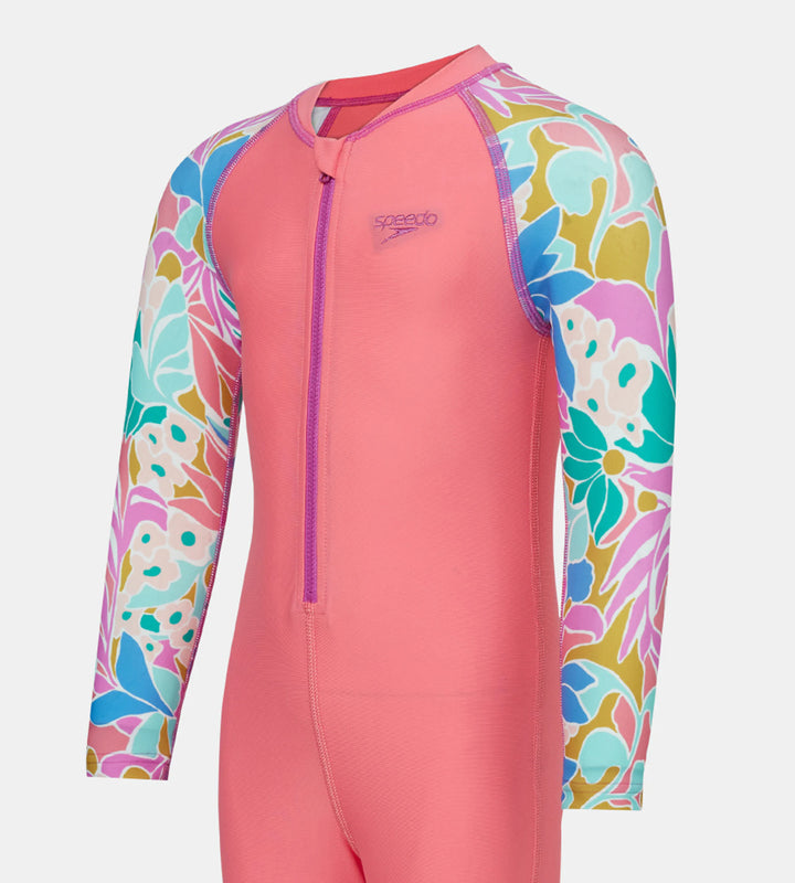 Tots Unisex Endurabrite Printed Colorblock All In One Suit For Boys and Girls - Pink Lemonade & Neon Violet