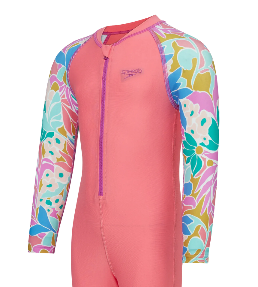 Tots Unisex Endurabrite Printed Colorblock All In One Suit For Boys and Girls - Pink Lemonade & Neon Violet