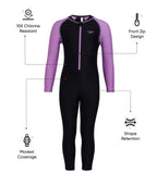 Girls Endurance 10 Essential All In One Suit - True Navy & Sweet Purple