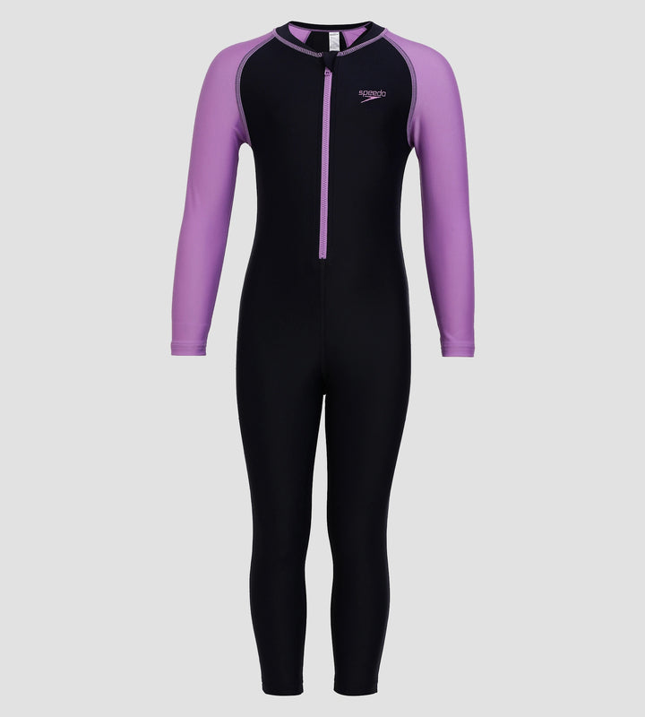 Girls Endurance 10 Essential All In One Suit For Tots (Age Range 2-8 Years) - True Navy & Sweet Purple