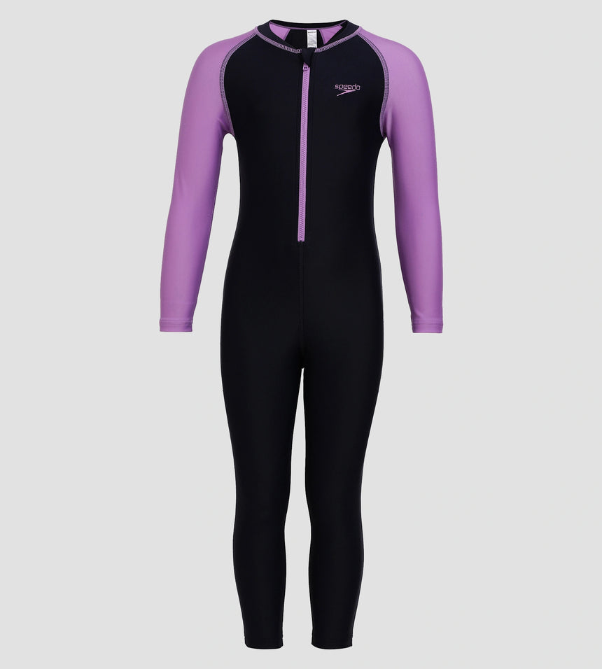 Girls Endurance 10 Essential All In One Suit - True Navy & Sweet Purple