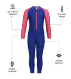 Girls Endurance 10 Essential All In One Suit - True Cobalt & Fandango Pink