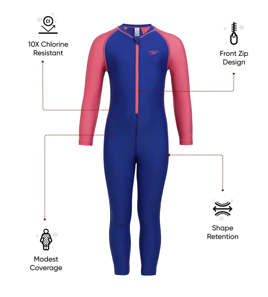 Girls Endurance 10 Essential All In One Suit - True Cobalt & Fandango Pink