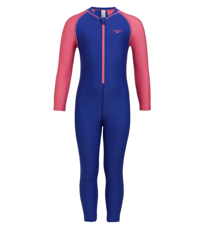 Girl's Endurance All In one Full Body Suit Swimwear - True Cobalt & Fandango Pink