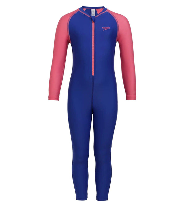 Girl's Endurance All In one Full Body Suit Swimwear - True Cobalt & Fandango Pink_1