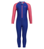 Girls Endurance 10 Essential All In One Suit For Tots (Age Range 2-8 Years) - True Cobalt & Fandango Pink