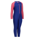 Girls Endurance 10 Essential All In One Suit For Tots (Age Range 2-8 Years) - True Cobalt & Fandango Pink