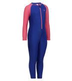Girls Endurance 10 Essential All In One Suit For Tots (Age Range 2-8 Years) - True Cobalt & Fandango Pink